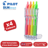 Pilot G207 Retractable Gel Pens Neon - Green, Yellow, Orange & Pink - Pack of 4