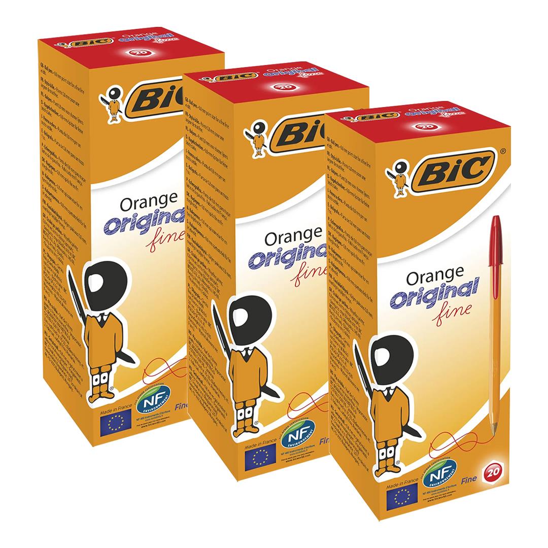 Bic Orange Ball Pen Fine Red Pk20