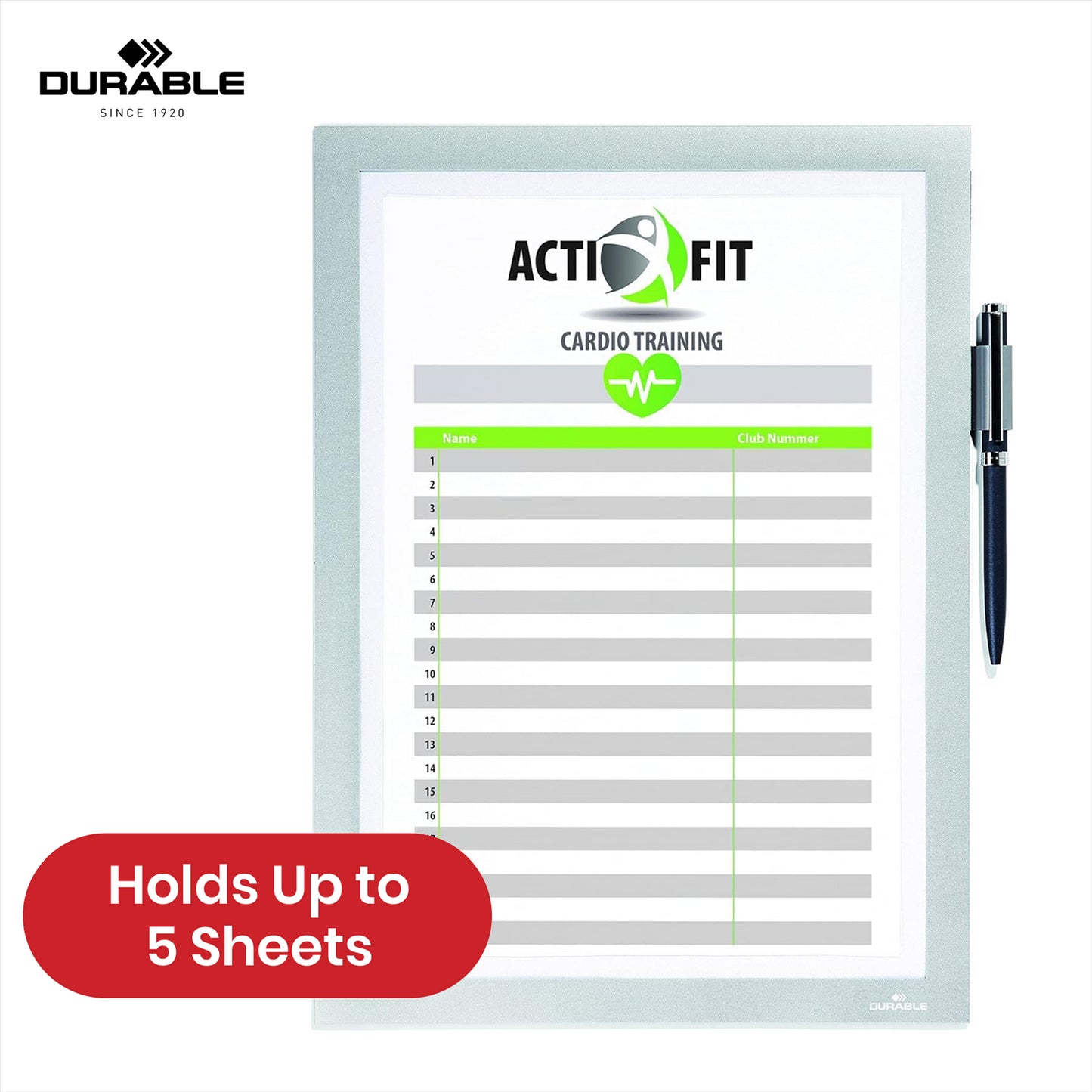Durable DURAFRAME Magnetic Frame - Silver A4 Magnetic Sign Holders with Pen Holder for Time Tables