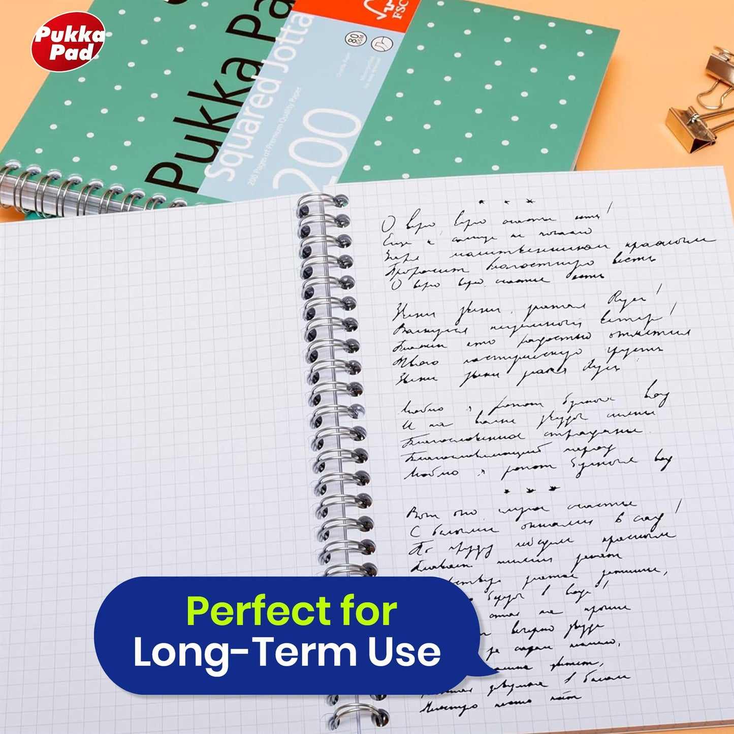 Pukka Pad A5 Squared Jotta Book 1-Pack Wirebound  Notebook, 200 Pages for School & Office