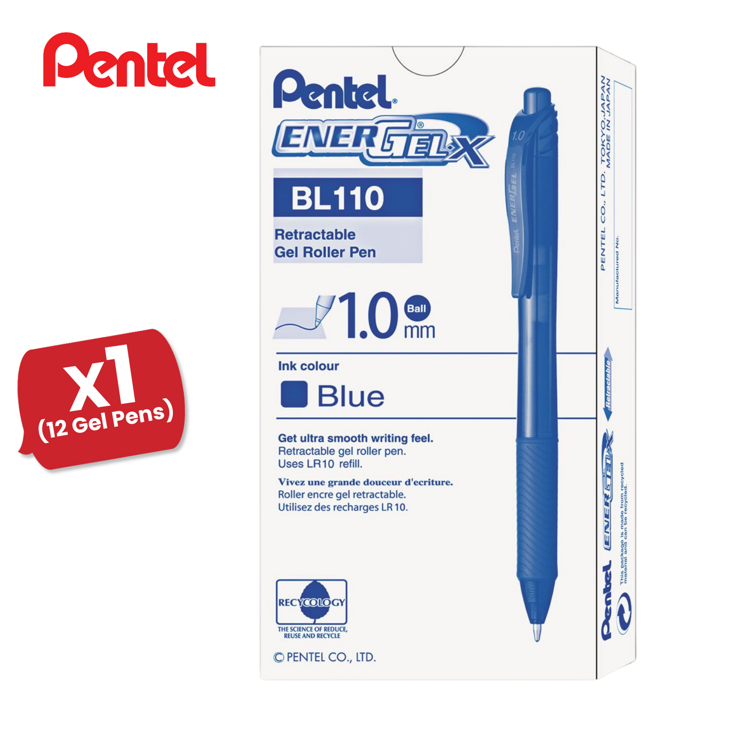 Pentel EnerGel X BL107 - Pack of 12 - Blue