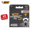 BIC Flex 5 Hybrid Men's Razor Refills  - Box of 4 Cartridges