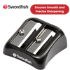 Swordfish Blinc Blinc Double-Hole Zinc Pencil Sharpener, Smooth & Stylish Black