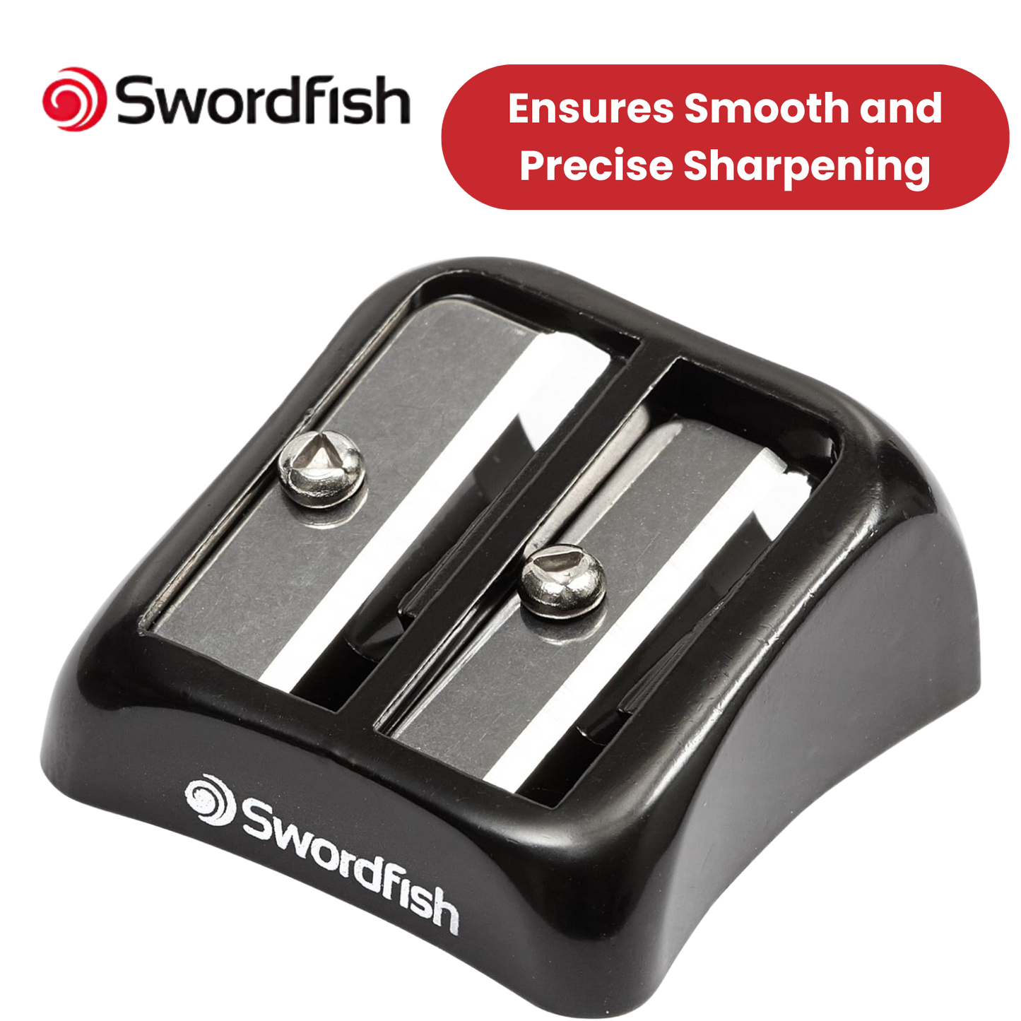 Swordfish Blinc Blinc Double-Hole Zinc Pencil Sharpener, Smooth & Stylish Black