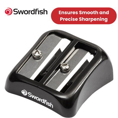 Swordfish Blinc Blinc Double-Hole Zinc Pencil Sharpener, Smooth & Stylish Black
