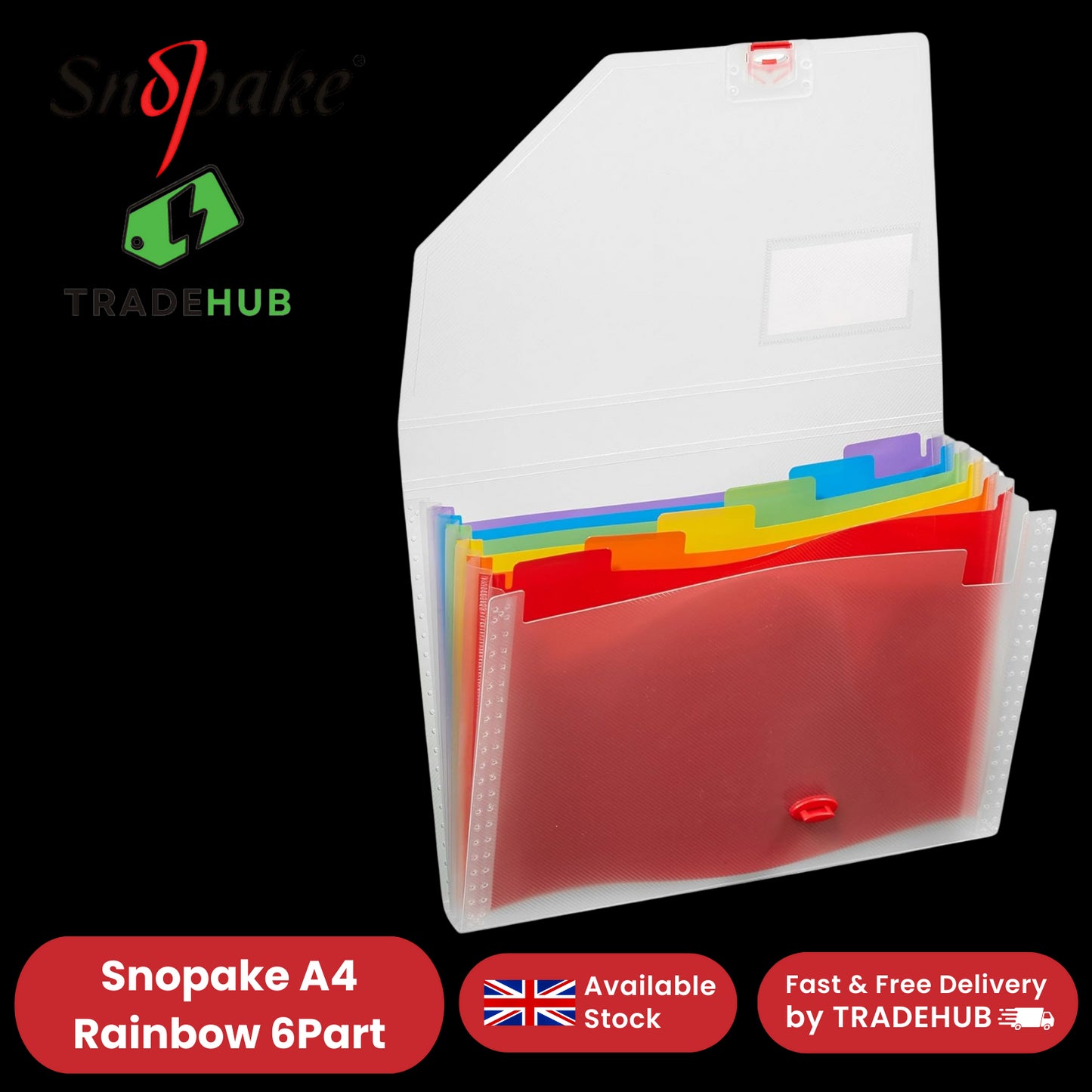 Snopake Rainbow 6part Expand Organiser A4