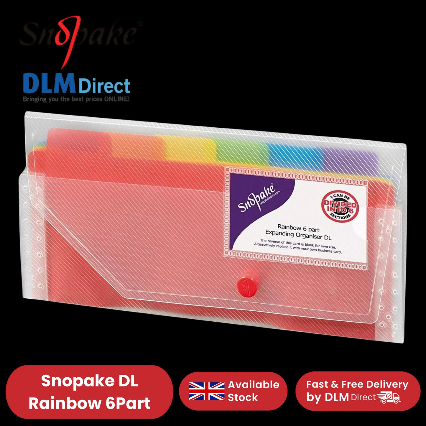 Snopake Rainbow 6part Expand Organiser DL
