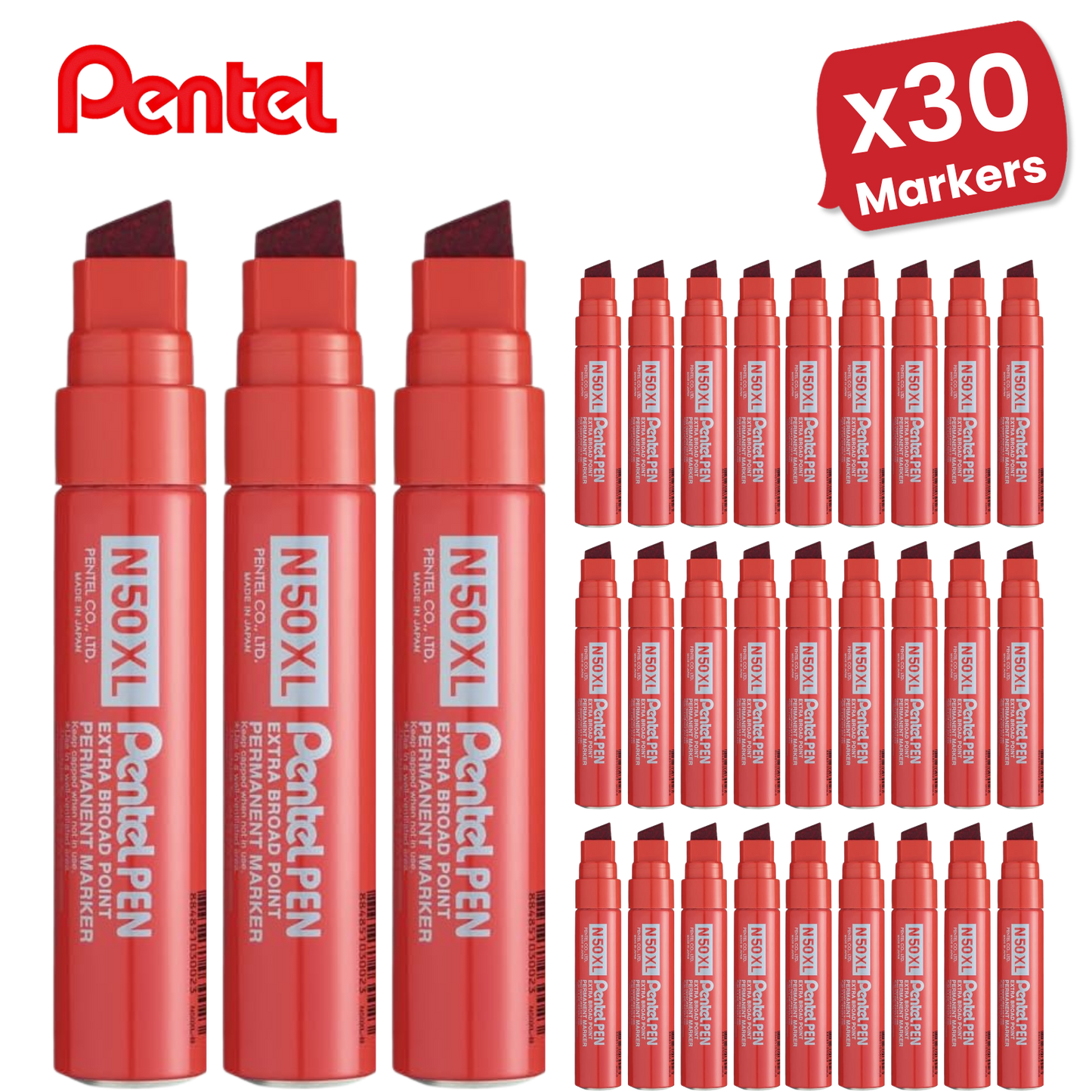 PENTEL N50XL PERMANENT MARKER RED - Single Pen