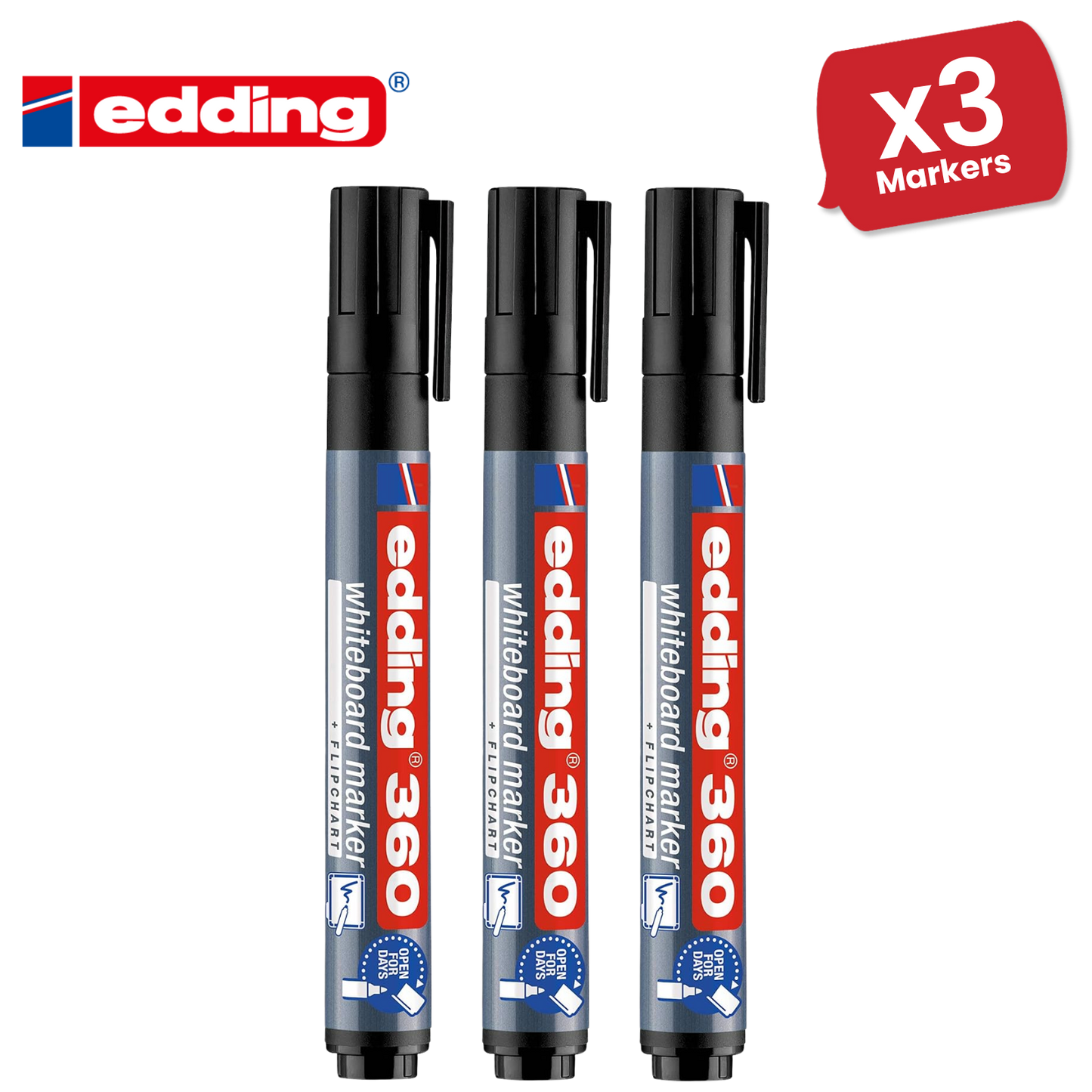 EDDING 360 BULLET TIP BLACK WHITEBOARD MARKERS - Single