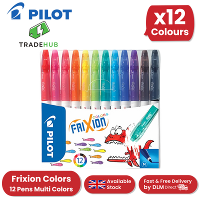 Pilot Frixion Colours Erasable Felt-Tip Pens - Wallet of 12 Assorted Colours