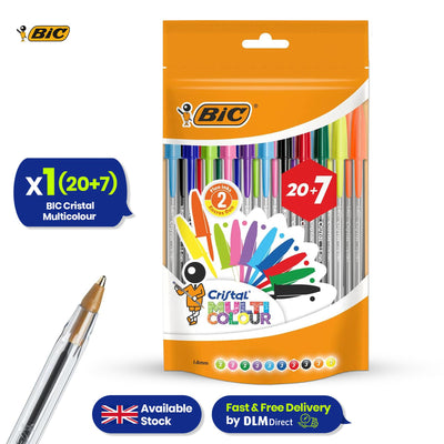 BIC Crystal Multicolour Pen - Bag Pack of 20 + 7