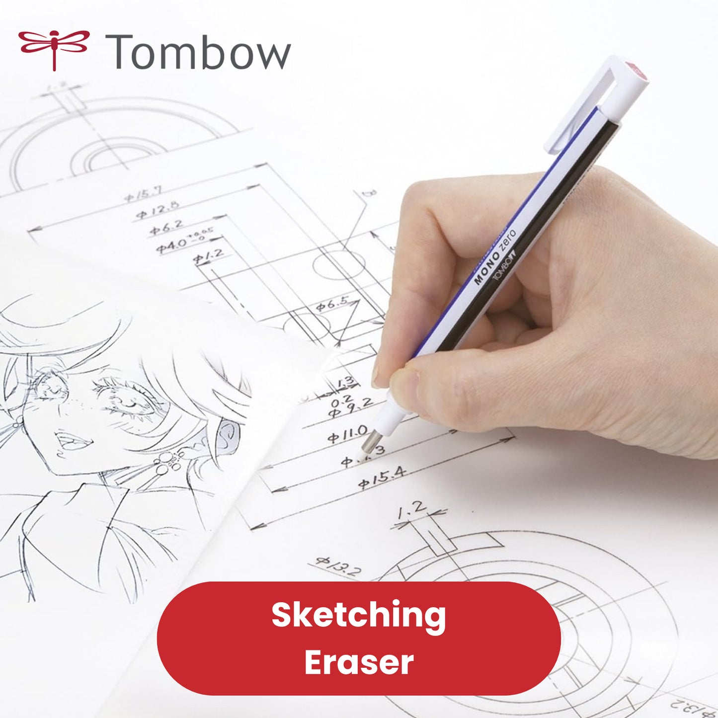 Tombow Eraser MONO Zero Round Tip 23mm Diam Refillable Pack of 1 - 1 to 36 Packs