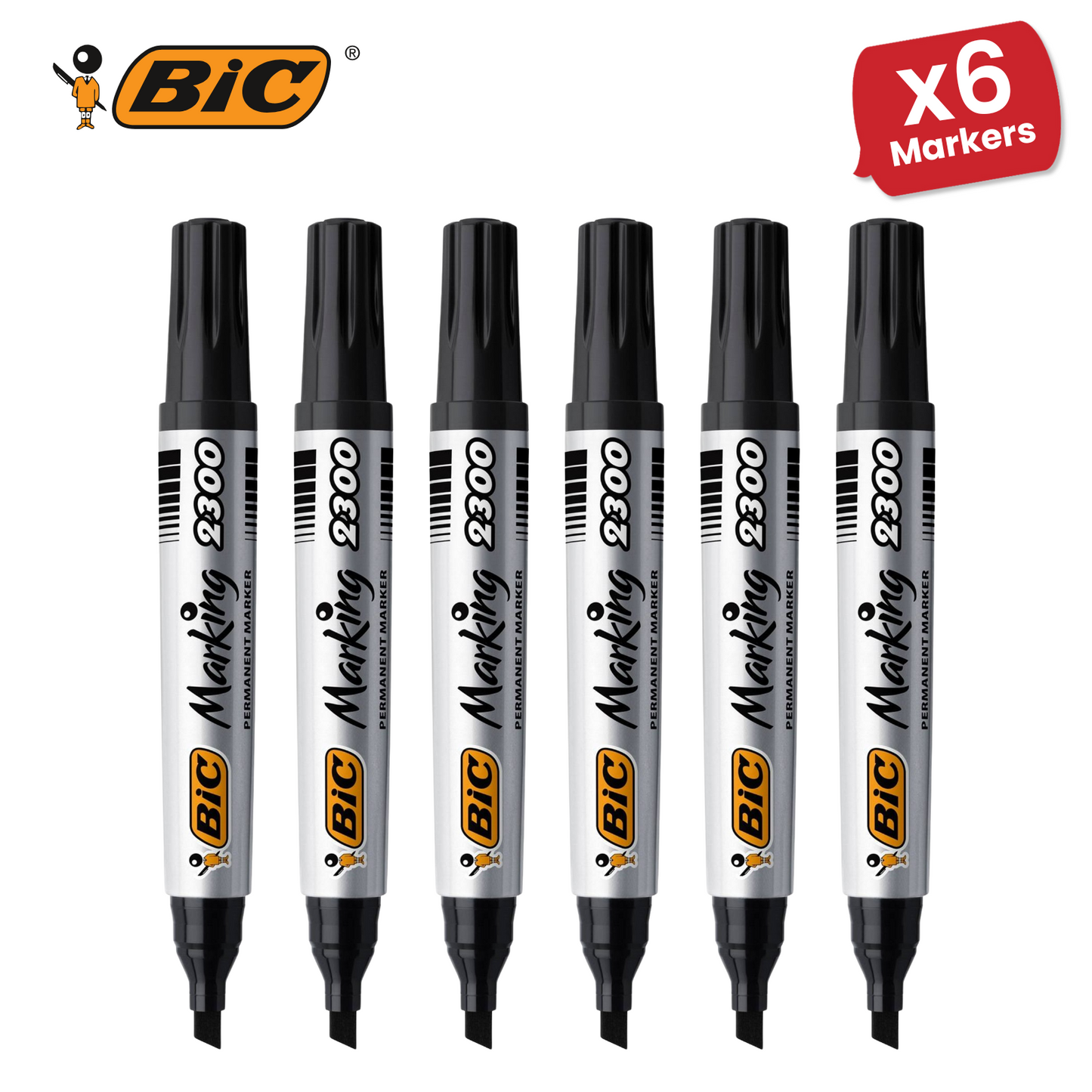 Bic 2300 Permanent Black Chisel Tip Marker - Single Pen