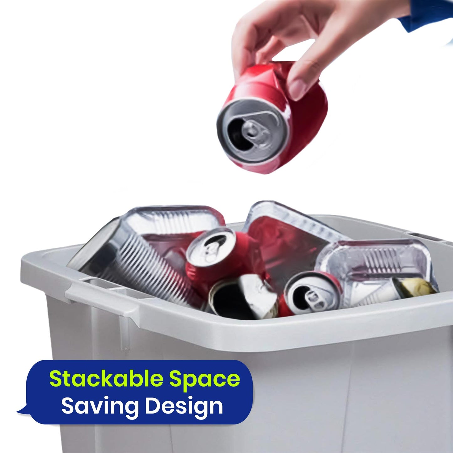 Durable Durabin Grey Waste Bin 90L Stackable Plastic Bin with Sturdy Handles