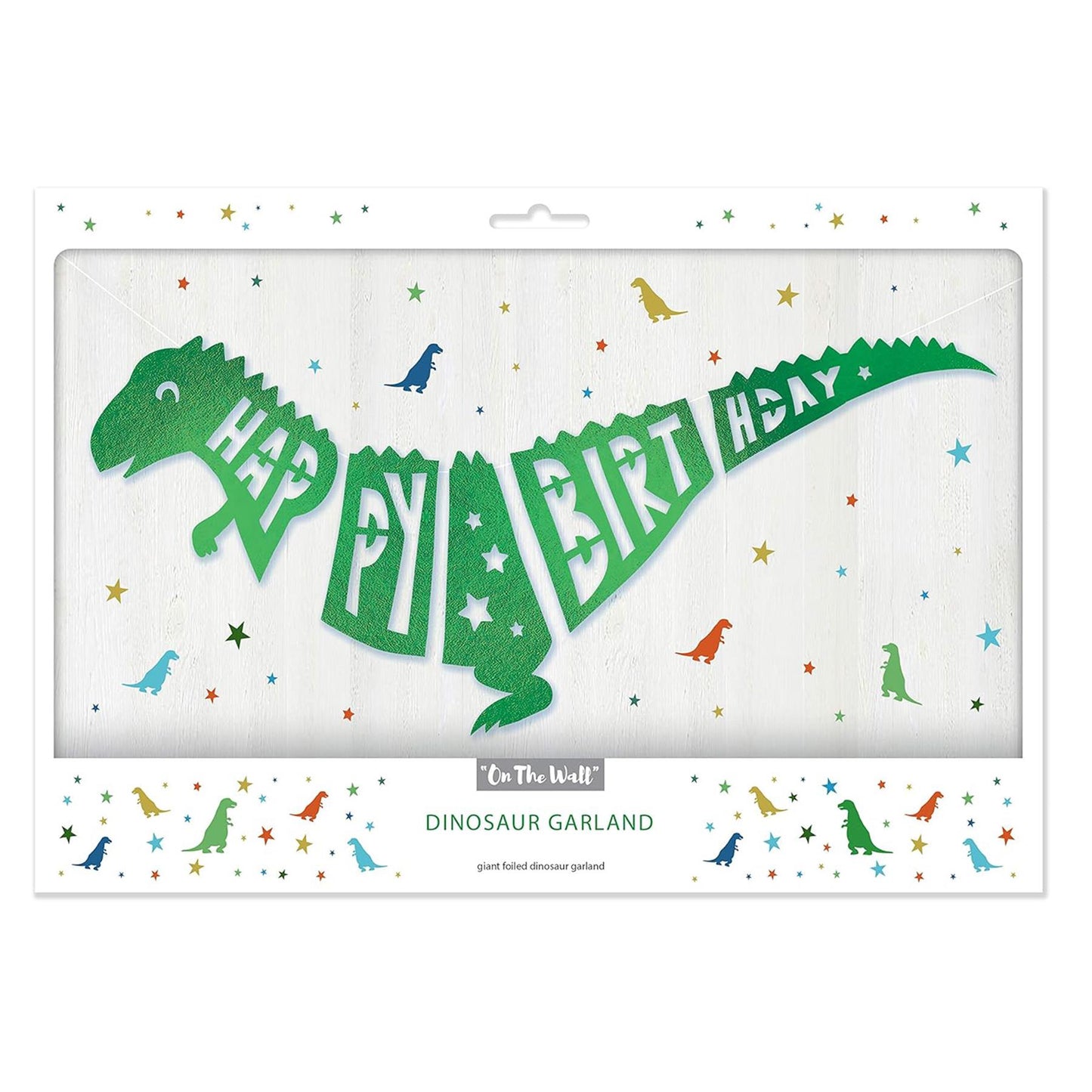 On The Wall Party Banner - Giant Green Happy Birthday T-Rex Dinosaur Garland - 1.5 metre