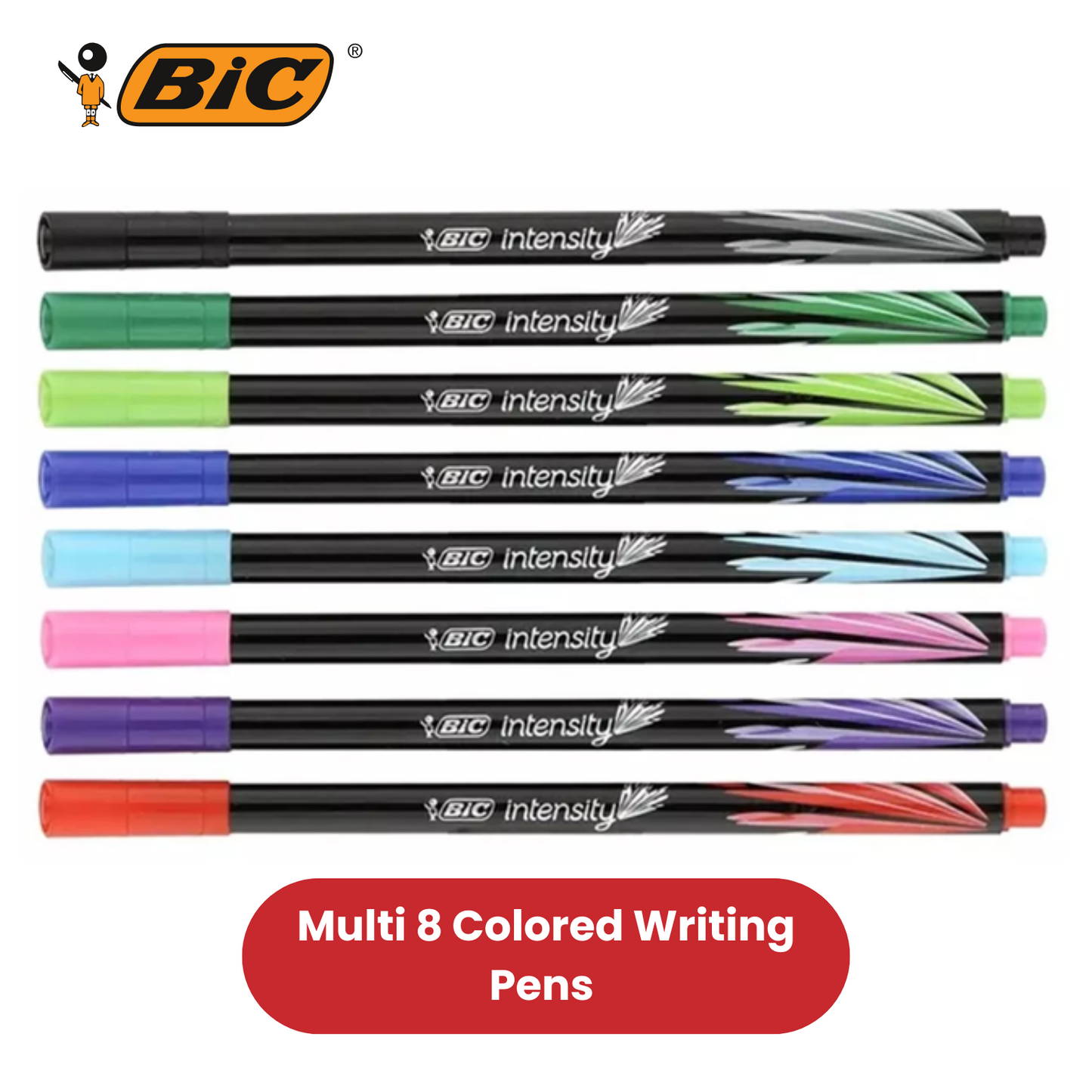BIC Intensity Fine Felt Tip Pens Fine Point Assorted Colours - Pack of 8