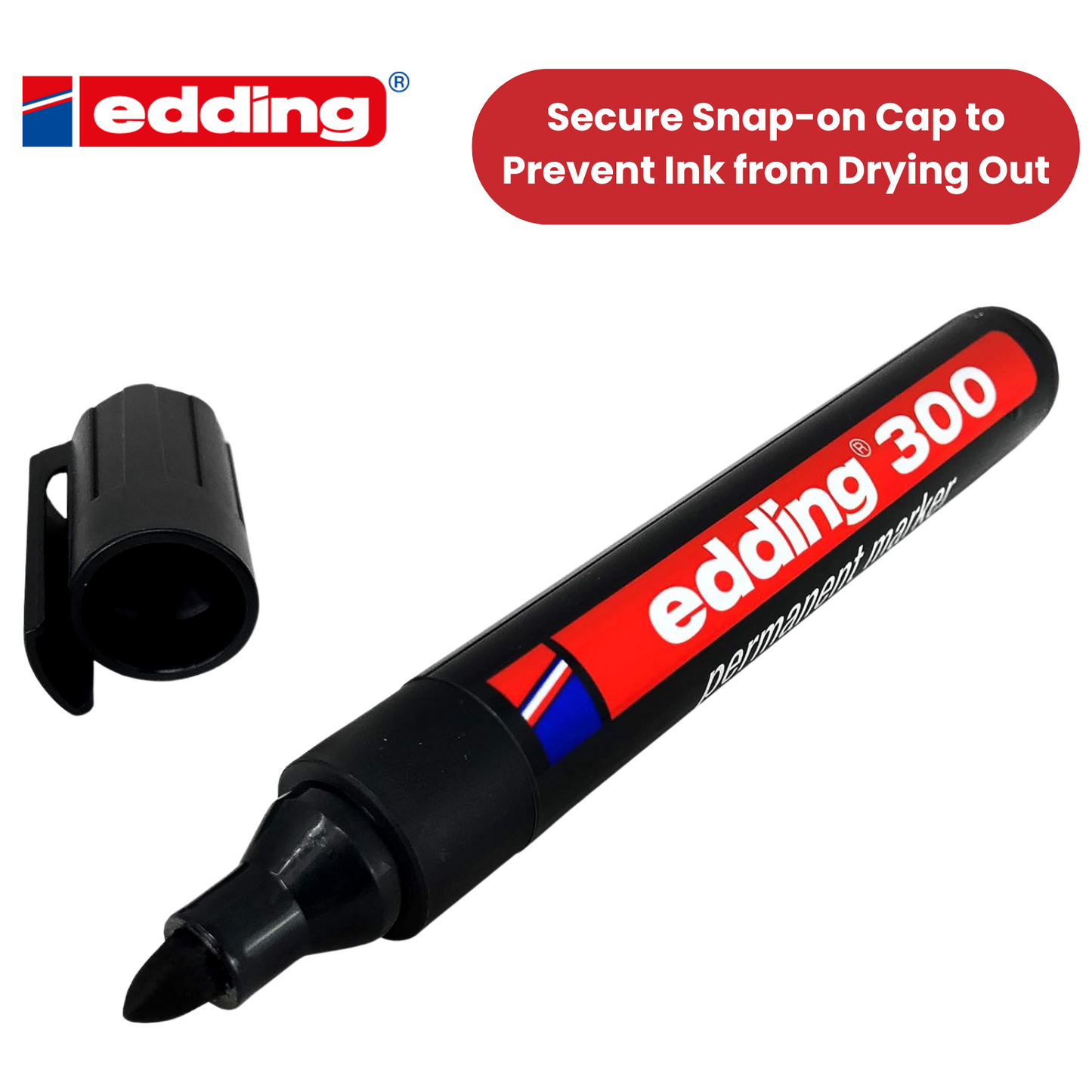 Edding 300 Permanent Marker Bullet 1.5-3mm Black - Pack of 3