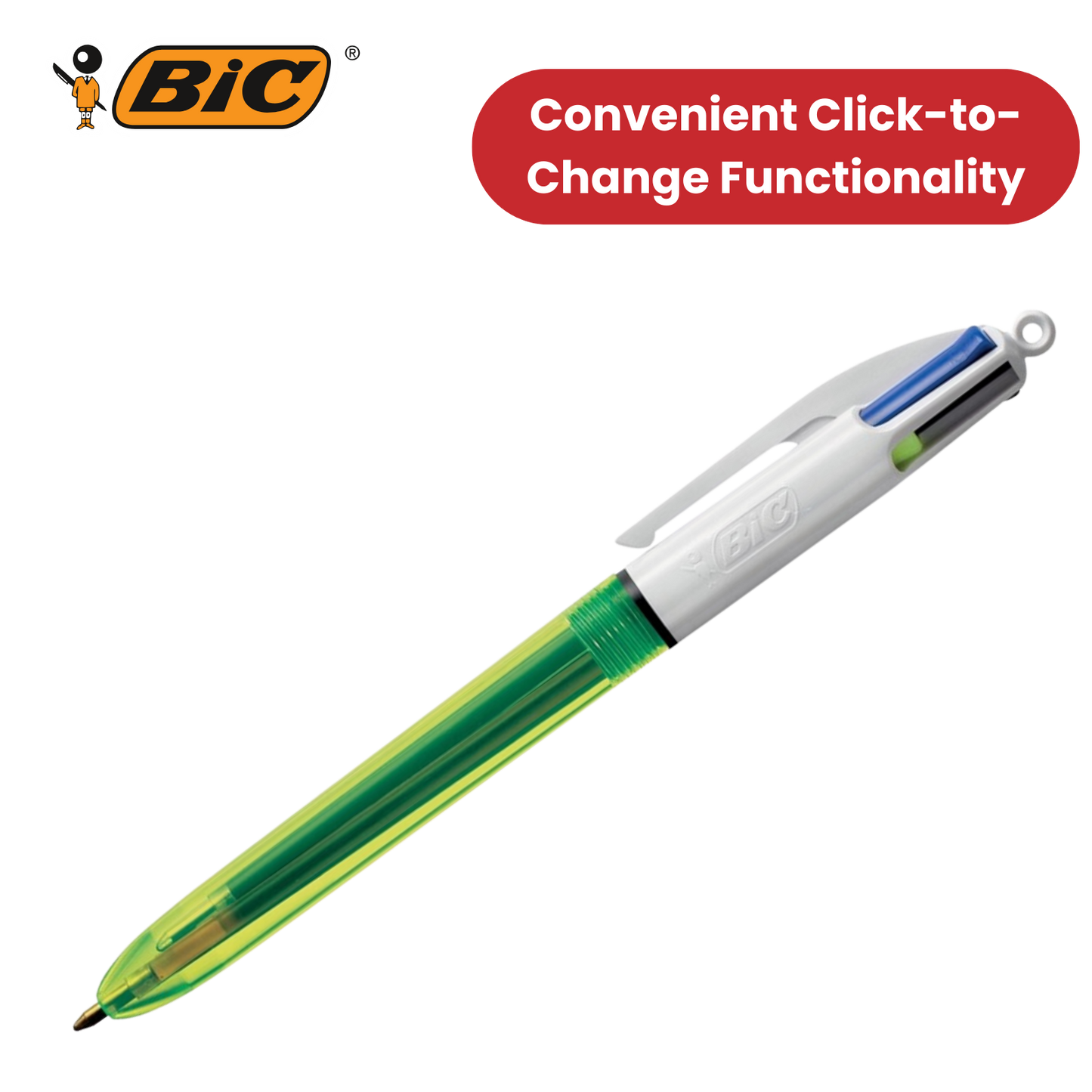 Bic 4 Colours Fluo Retractable Ballpoint Pen - Pack of 1