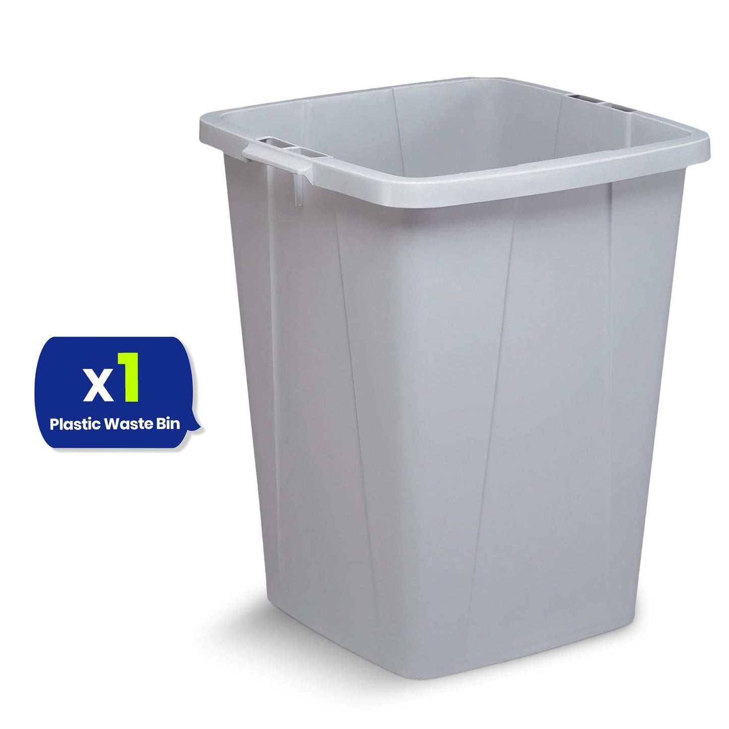 Durable Durabin Grey Waste Bin 90L Stackable Plastic Bin with Sturdy Handles
