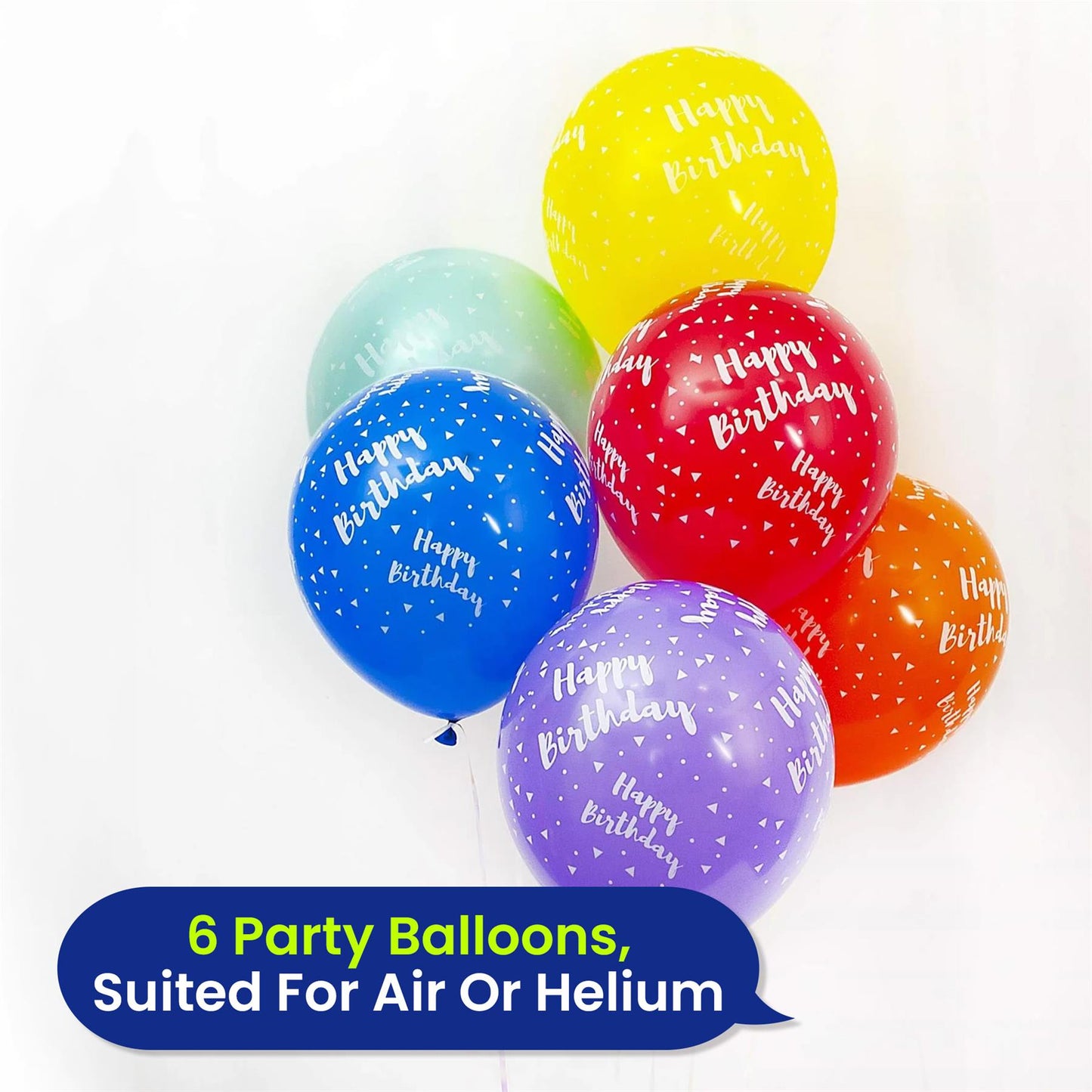 Happy Birthday Balloon - 12 Inch Assorted colour Latex Balloons, Set of 6