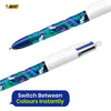 BIC 4 Colours Ball Pens Botanical Pack of 3 with Black Blue Red Green Ink