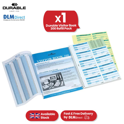 Durable Visitor Book Plastic Record Book, 300 Refill GDPR Visitors Book for Receptions