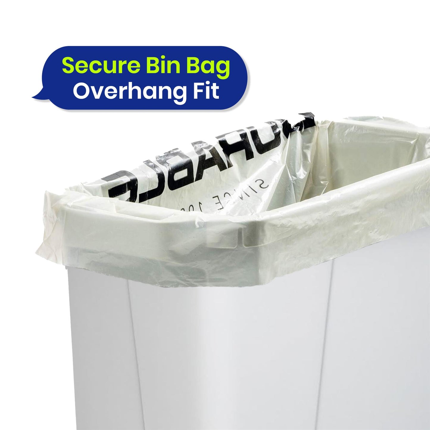 DURABIN 90L White Bin with Green Lid and 25x 110L Recycled Bin Bags for Everyday Use