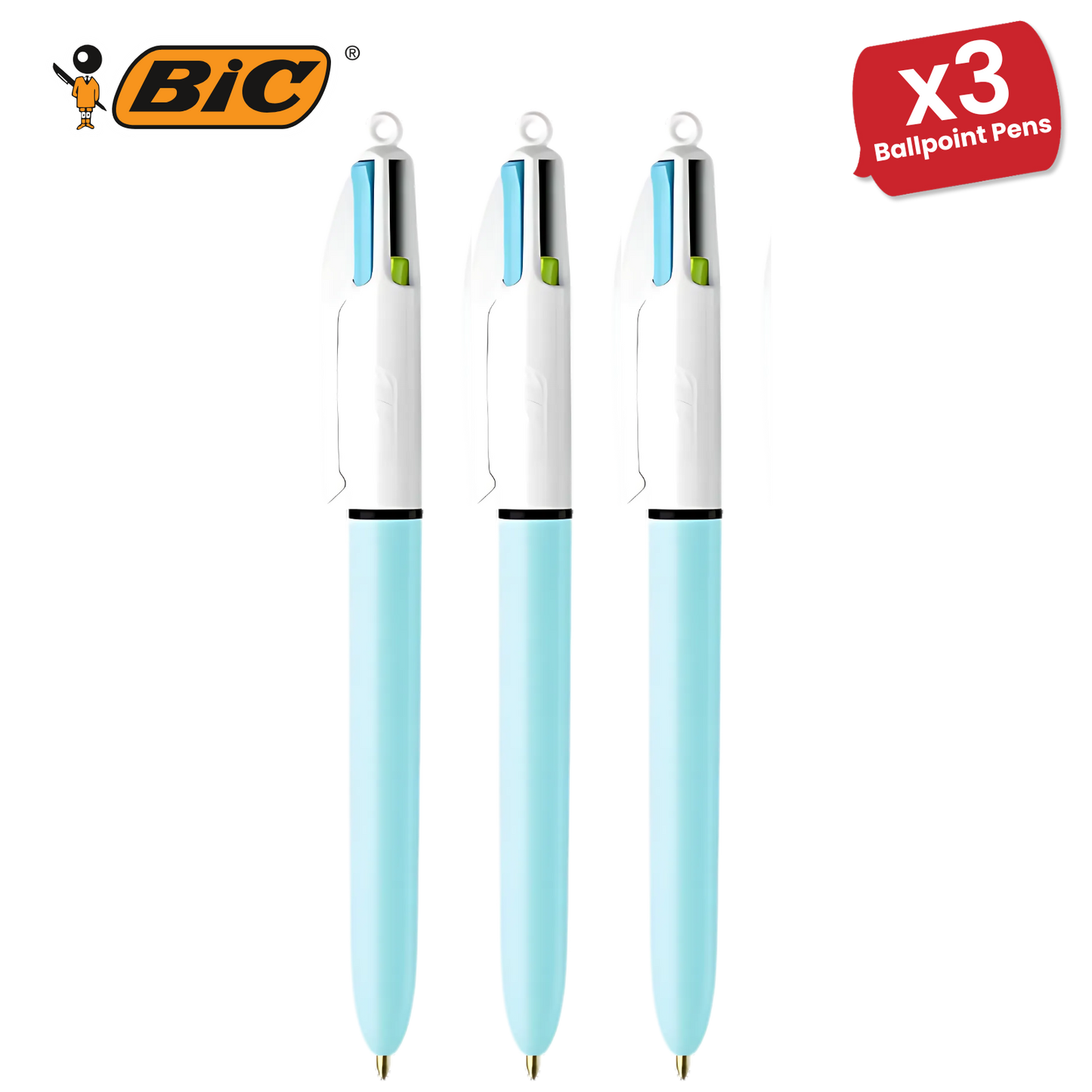 BIC 4 Colours Fun Ballpoint Pen Assorted Inks for Writing and Drawing