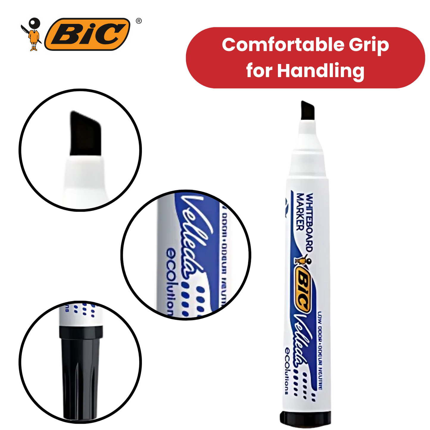 BIC VELLEDA MARKER 1751 BLACK - PACK OF 12 - 1 to 5 Packs