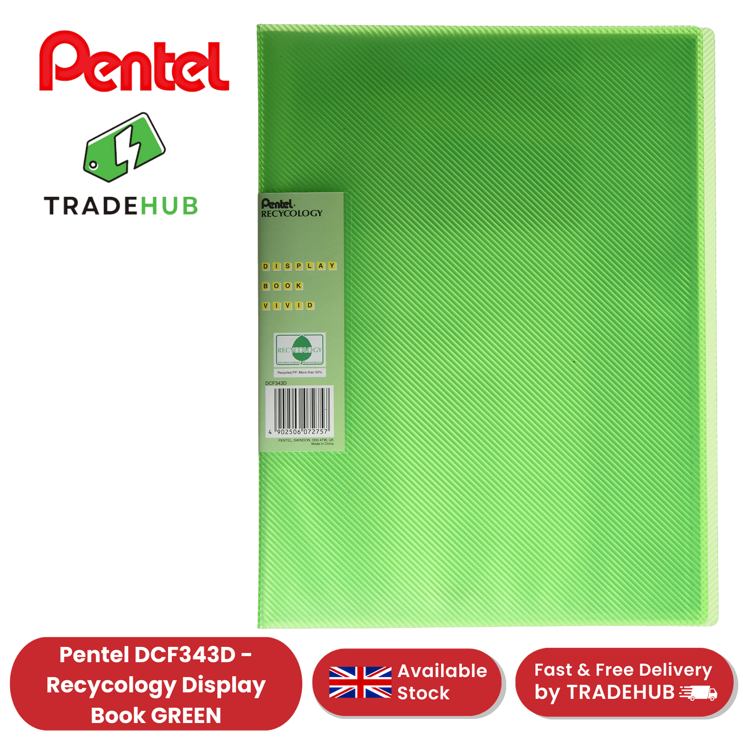 PENTEL RECY DISP BK VIVID 30PKT GREEN - Pack of 1