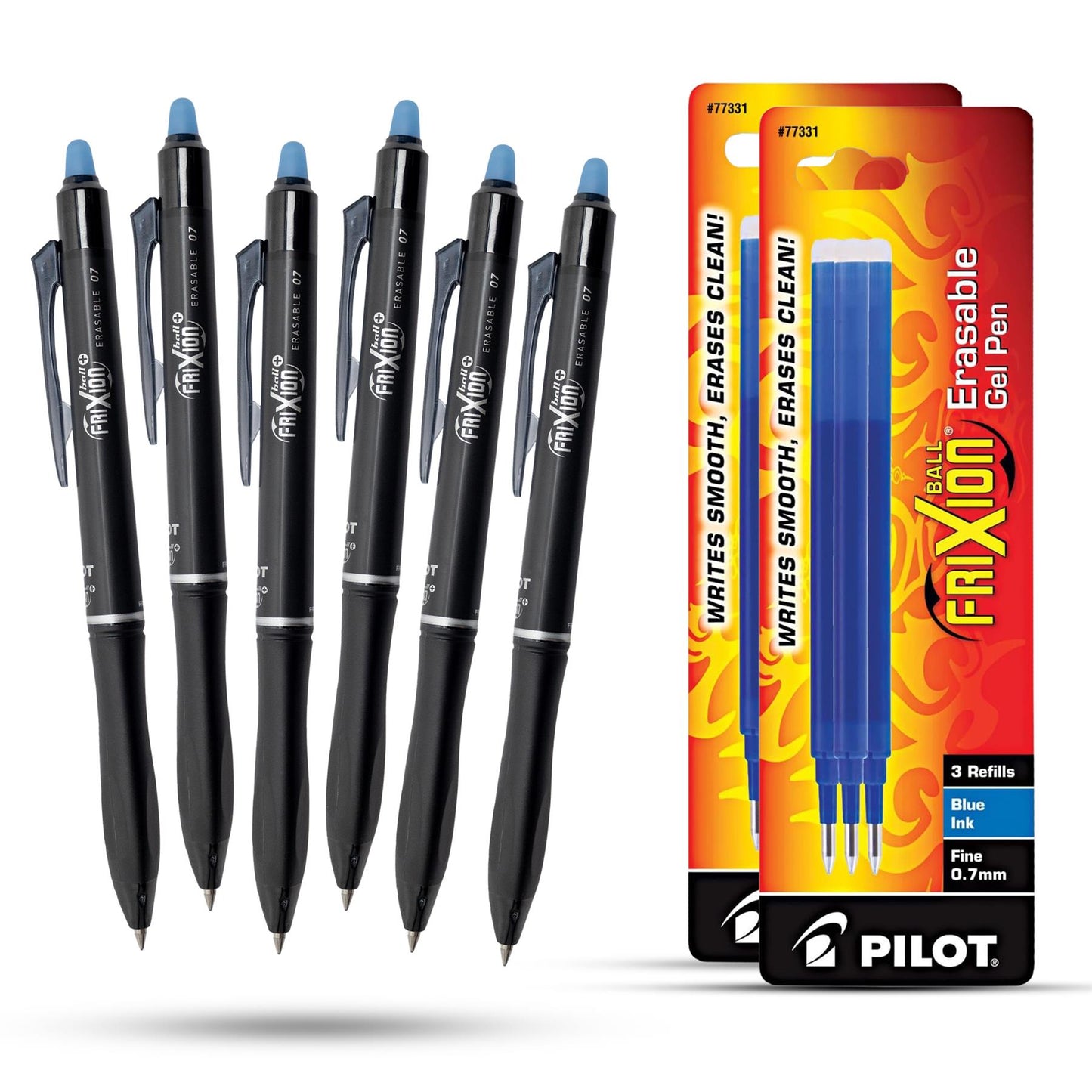 Pilot Frixion Ball Plus - Blue - Pack of 6 + 2 Packs of 3 Refills