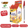 BIC CRISTAL MEDIUM BALL POINT PEN RED - BOX OF 50 - 1 to 5 Packs
