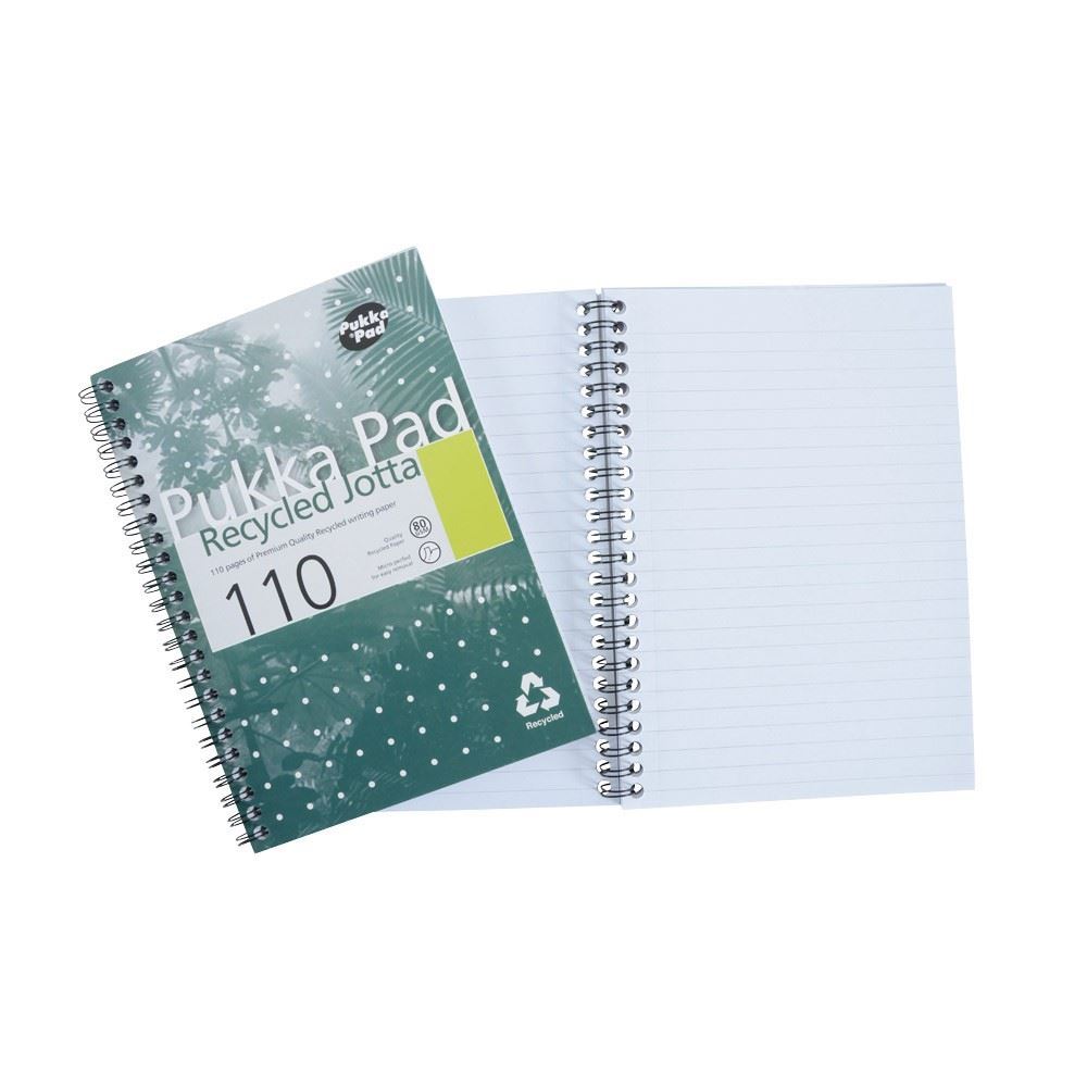 PUKKA WHITE A5 RECYCLED WIREBOUND PADS 110 page 80gsm (RULED/MARGIN) - PACK OF 3