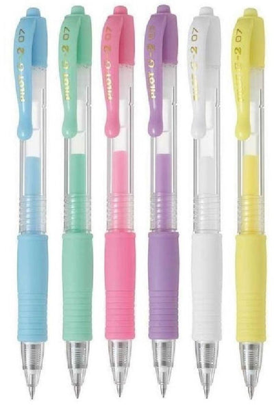 Pilot G207 Pastel Range Pack of 6 - Blue, White, Yellow, Pink, Green & Violet