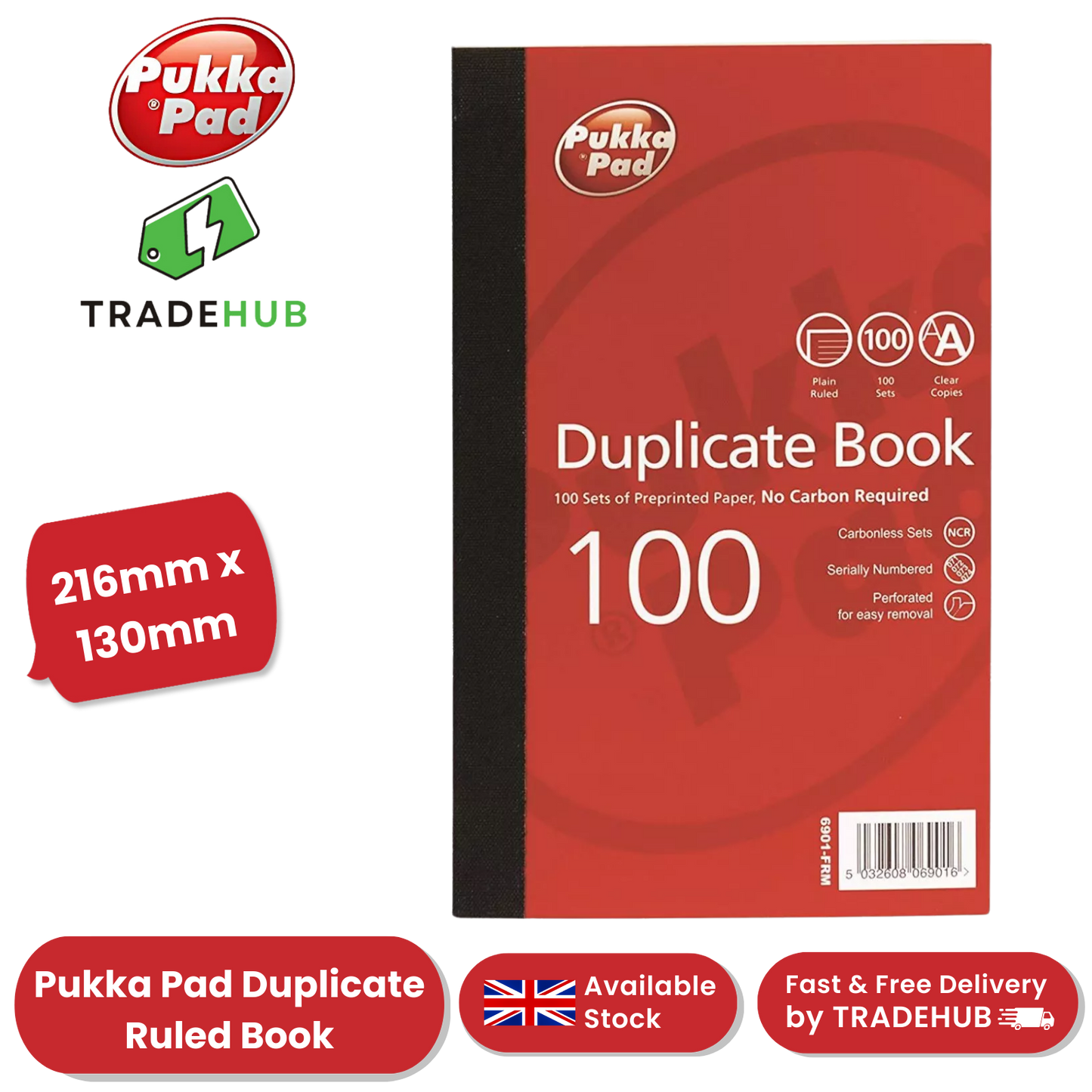 Pukka Pad Duplicate Ruled Book With Carbon 216mm x 130mm - Single