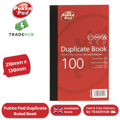 Pukka Pad Duplicate Ruled Book With Carbon 216mm x 130mm - Single