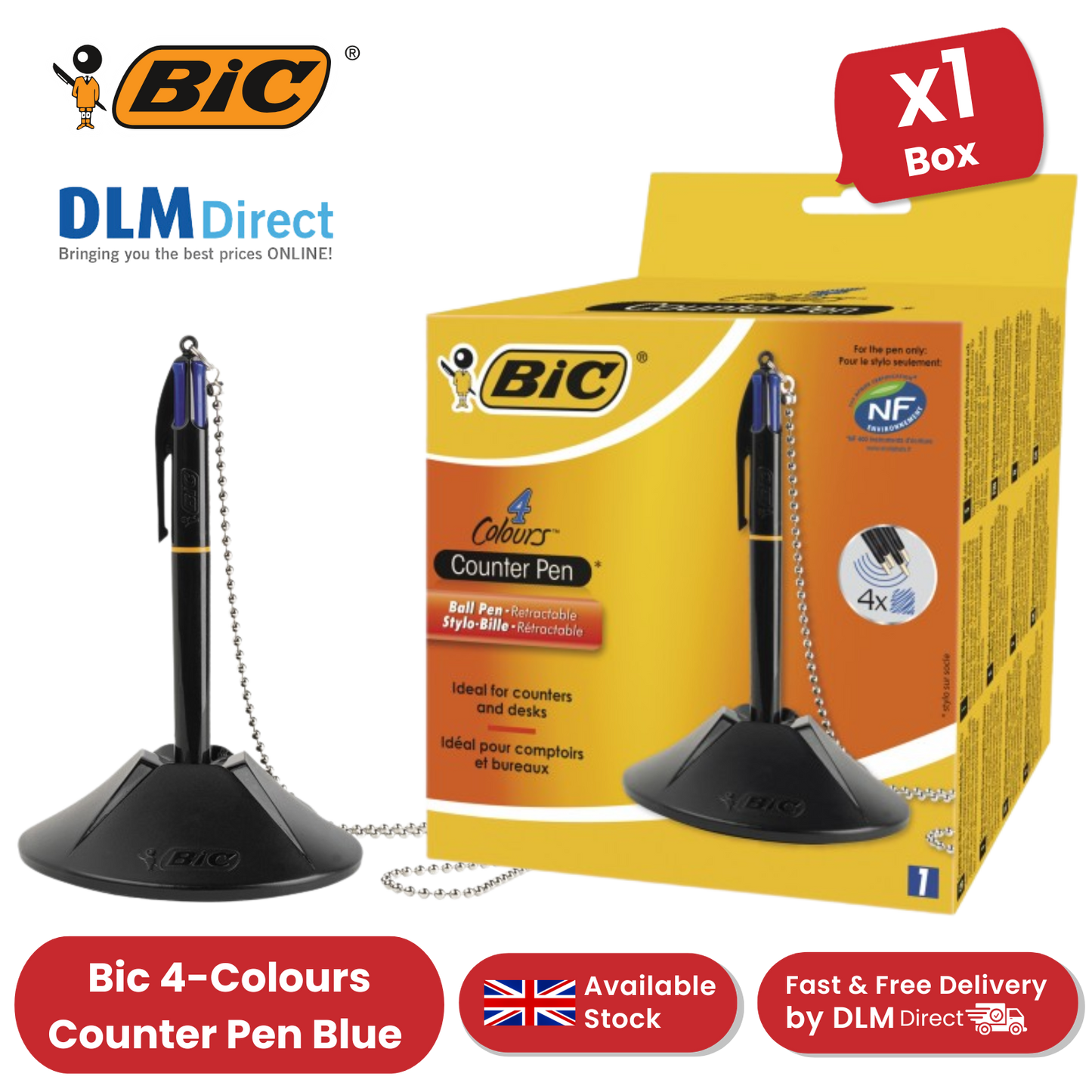 BIC 4 Colours Counter Pen Ballpoint Pen Blue 1 Box