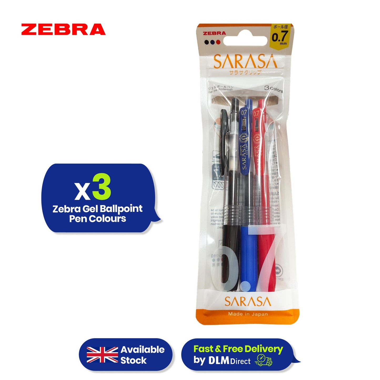 Zebra Gel Pen Plastic Fine Point Pen Home School & Office ( Pack of 3 )