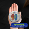 Silver 40th Birthday Badge 8.5cm Age Badge for Party Outfit and Celebrations