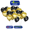 Age 50 Black and Gold Latex Balloons Milestone Birthday, 12 Inch Pack of 6