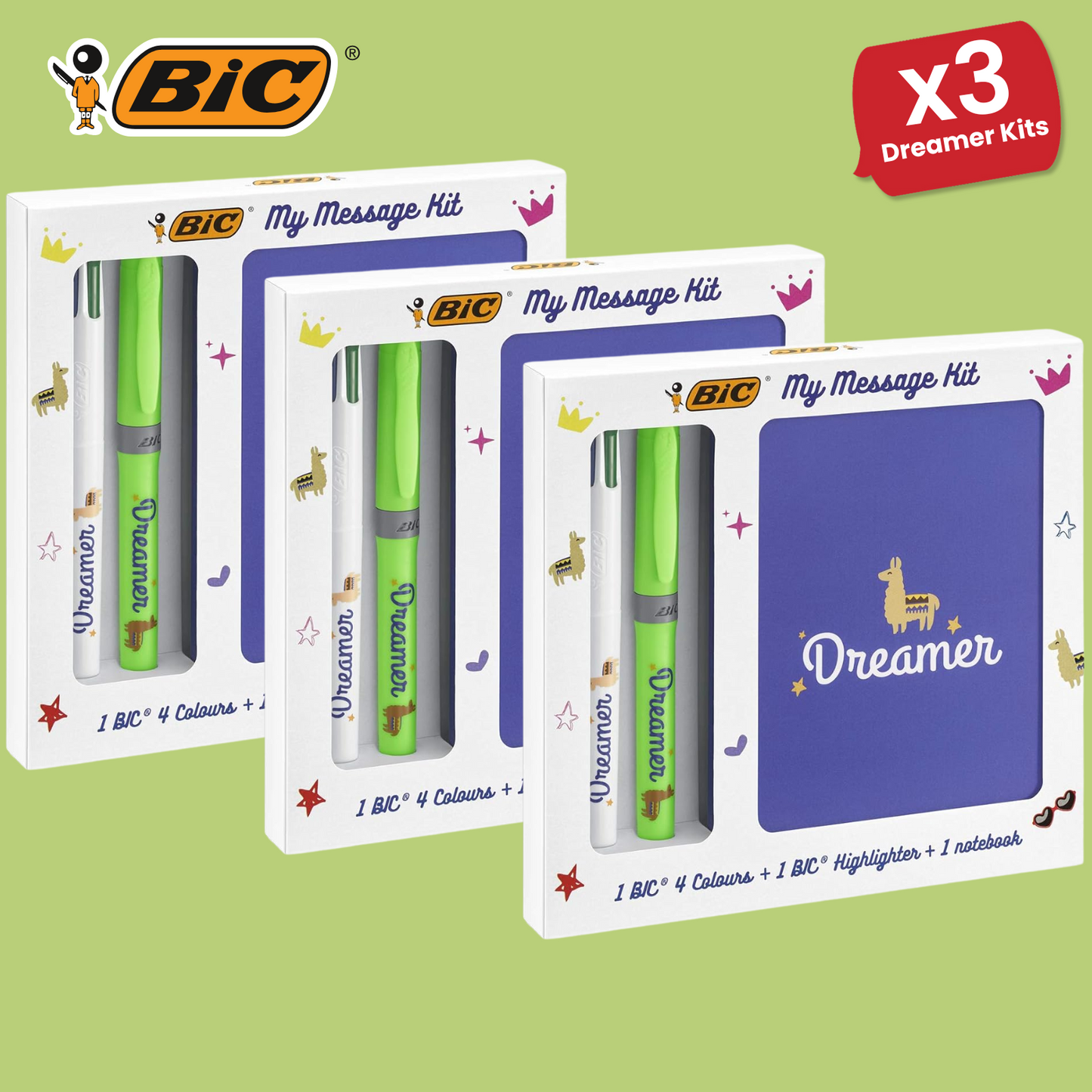 Bic My Message Dreamer Kit - Stationery Kit with 1 Ballpoint Pen 4 Colours