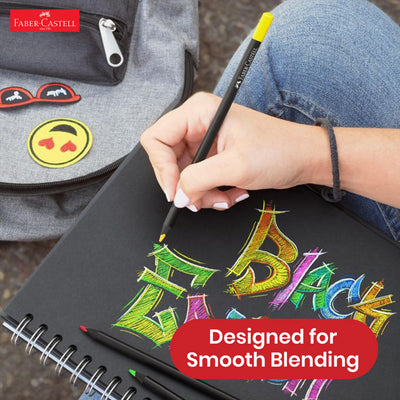 Faber-Castell Coloured Pencils Black Edition 3.3mm Lead Pigmented Colours for Kids (Pack of 24)