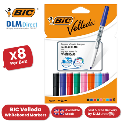 Bic Velleda 1741 Whiteboard Drywipe Assorted Marker - Pack of 8 - 1 to 5 Packs
