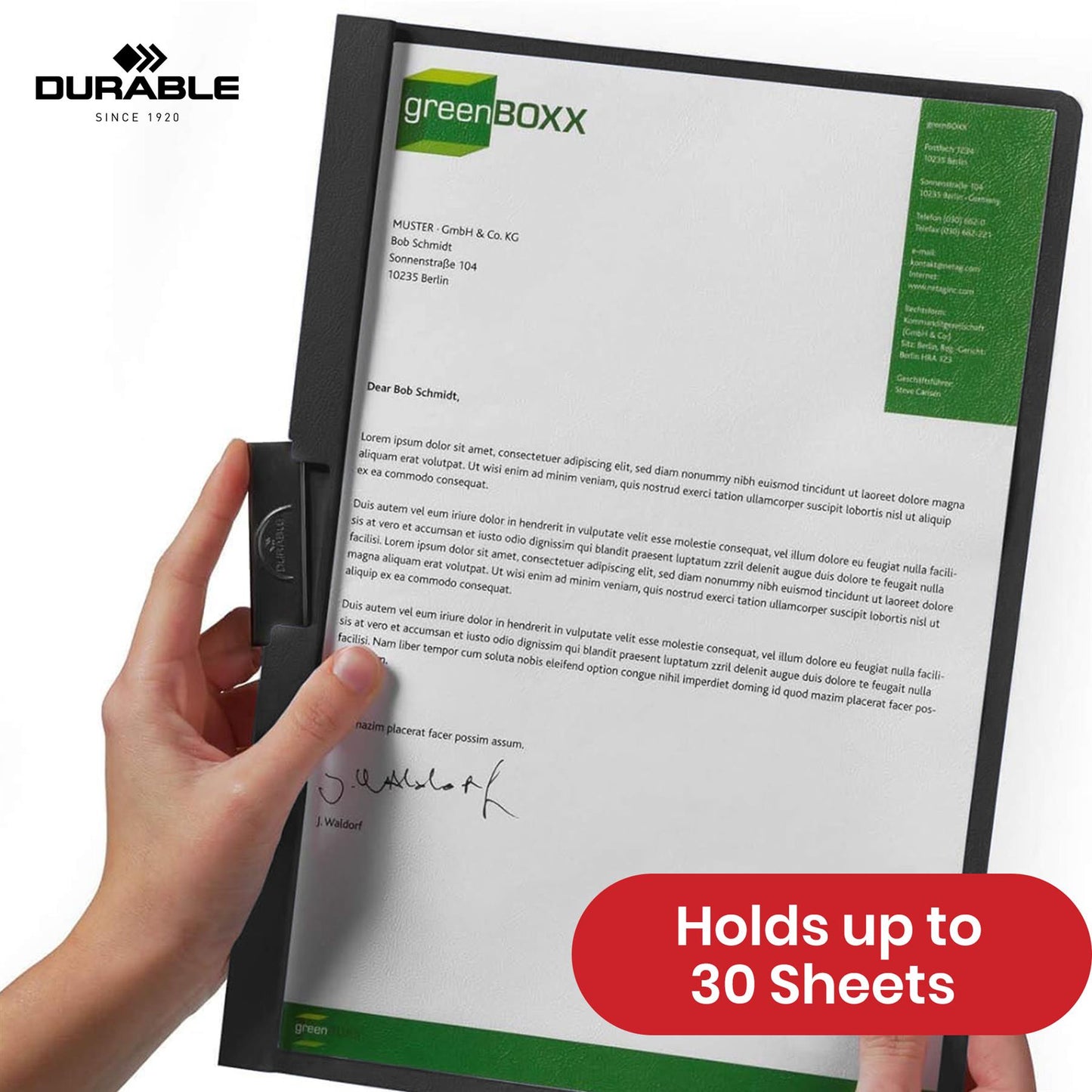 Durable Clip Folder 30 Sheet PVC Display File, 25 Pcs Black A4 Clip Bar File for Home