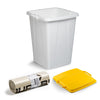 DURABIN 90L White Bin with Yellow Lid and 25x 110L Recycled Bin Bags for Everyday Use