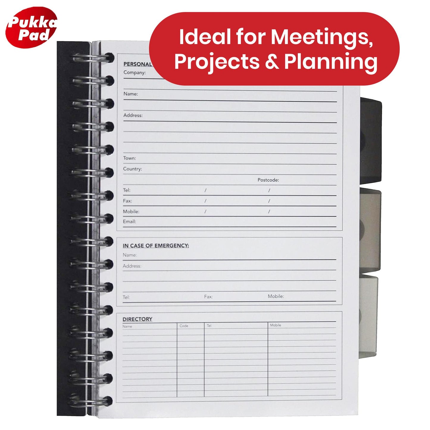 Pukka Pad Black Project Book A5, 250 Pages, With Dividers, Stylish Notebook For Study & Notes