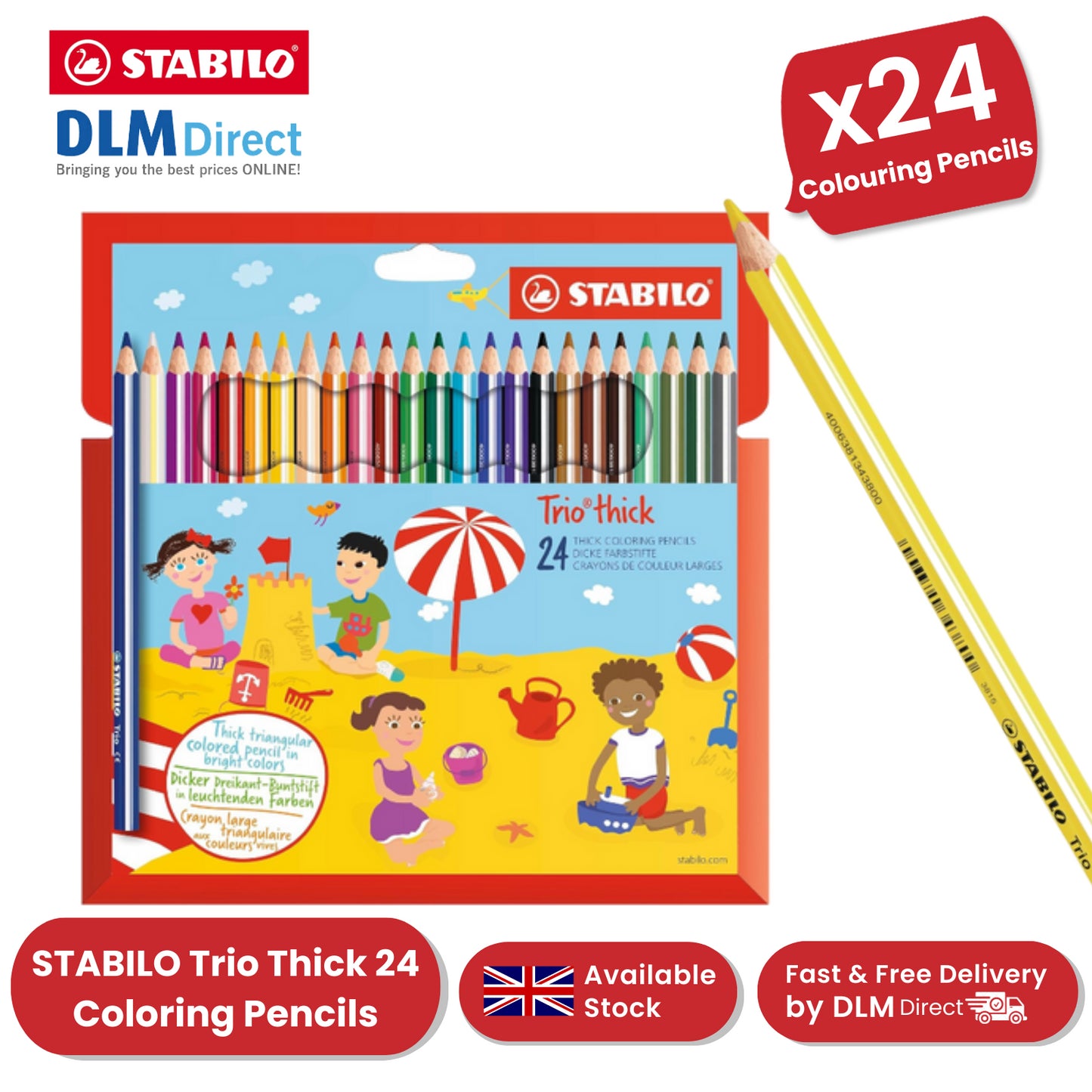 Stabilo Trio Thick Colouring Pencils Assorted Pack of 24
