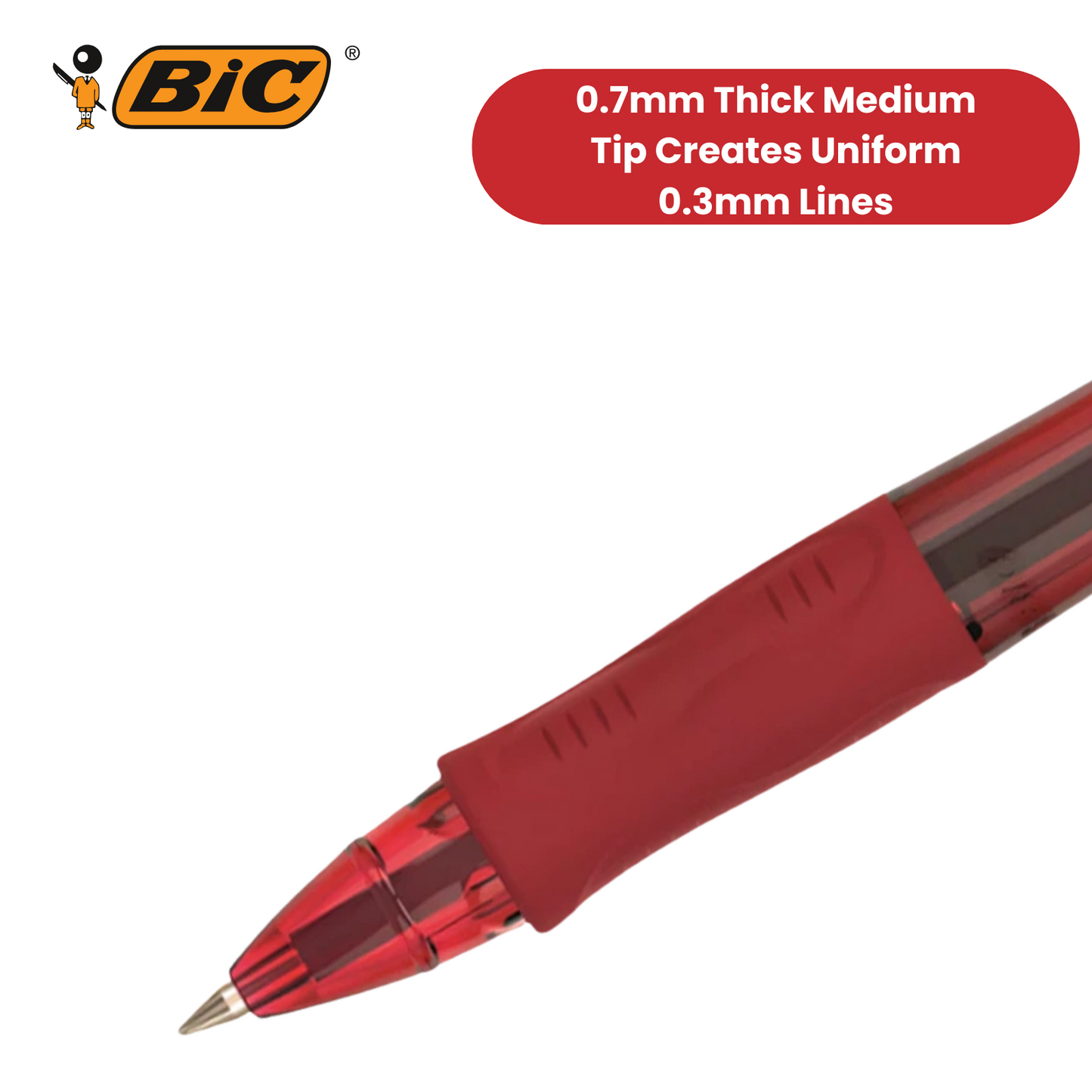Bic Gel-ocity Illusion Medium Erasable Ink Rollerball Pen 0.7mm & 0.3mm Red