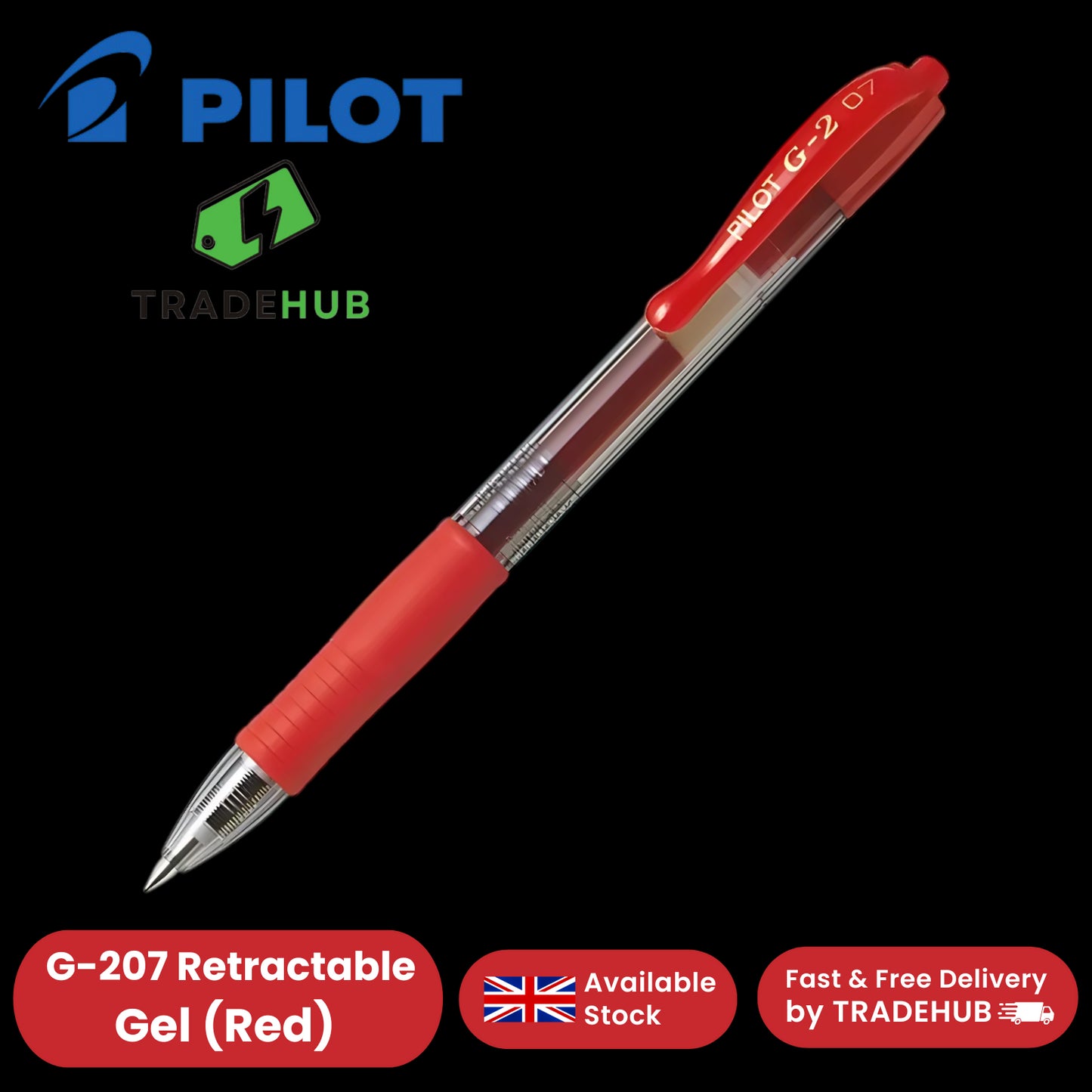 Pilot G207 Retractable Gel Rollerball 0.7mm Tip Smooth Single - Multi Pens Red