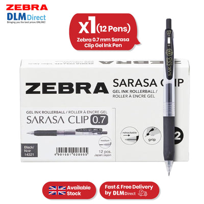 Zebra Gel BallPoint Plastic 0.7mm Fine Tip Retractable Pen, Quick Dry Pens for Schools (Pack of 12)